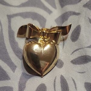 Vintage Gold Heart Pendant with Bow